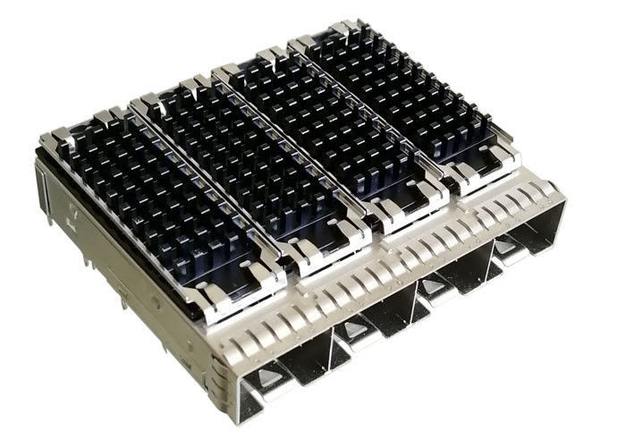 10G ईथरनेट के लिए 4 पोर्ट्स SFP पोर्ट कनेक्टर कॉपर अलॉय केज मटीरियल ईएमआई शील्ड