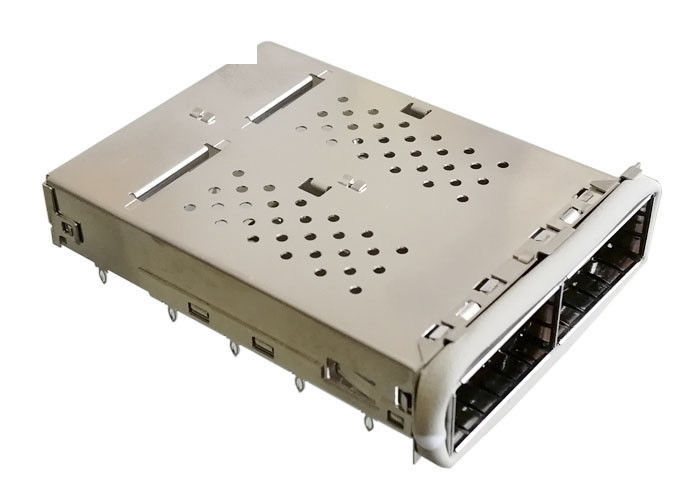 QSFP14 SFP केज कनेक्टर 2 पोर्ट 1x2 गंगा 40G इथरनेट एप्लाइड ईएमआई गैसकेट के साथ
